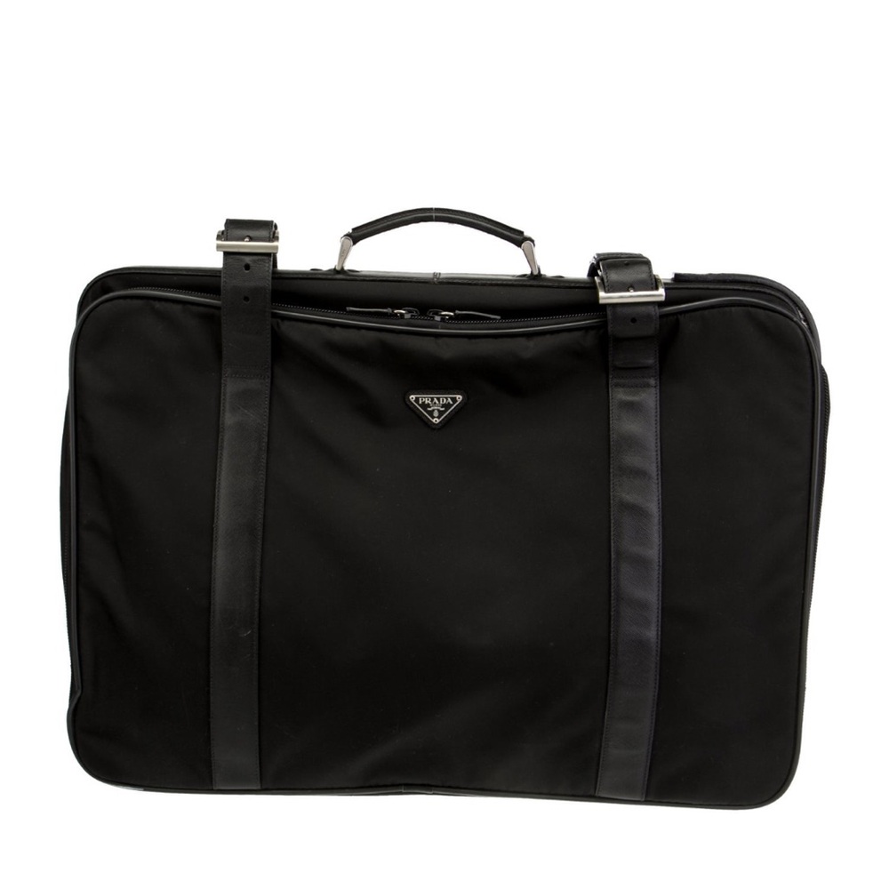 Prada Saffiano-Trimmed Tessuto Suitcase